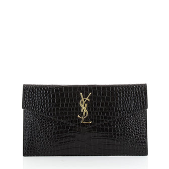Saint Laurent Uptown Pouch Crocodile Embossed Leather