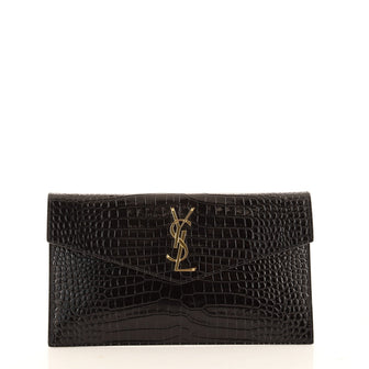 Saint Laurent Uptown Pouch Crocodile Embossed Leather