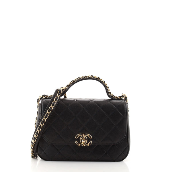 Chain Infinity Top Handle Bag Quilted Lambskin Small