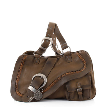 Christian Dior Vintage Gaucho Double Saddle Tote Leather Medium