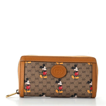 Gucci Disney Mickey Mouse Zip Wallet Printed Mini GG Coated Canvas Long
