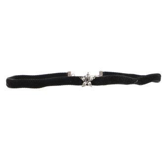Christian Dior D Porte-Bonheur Star Choker Necklace Velvet Ribbon and Crystals