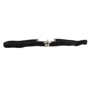 Christian Dior D Porte-Bonheur Star Choker Necklace Velvet Ribbon and Crystals