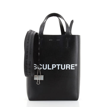 Off White Binder Clip Vertical Tote Printed Leather Medium