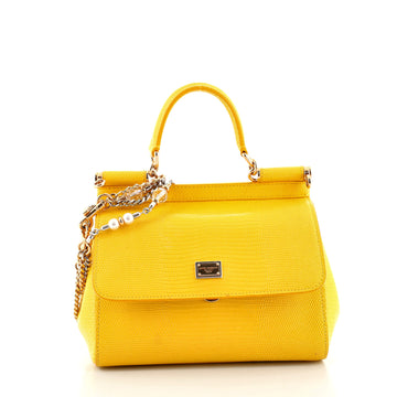 Dolce & Gabbana Miss Sicily Bag Lizard Embossed Leather Small
