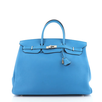 Hermes Birkin Handbag Blue Togo with Palladium Hardware 40
