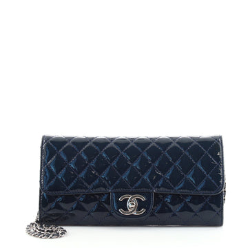 Chanel Wallet On Chain Clutch Quilted Patent East West