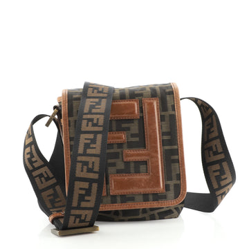 Fendi Vintage FF Flap Messenger Bag Zucca Canvas Mini