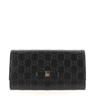 Gucci Bow Continental Wallet Guccissima Leather