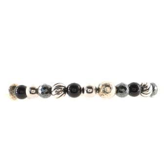 David Yurman Elements Bead Bracelet Sterling Silver with Onyx and Hematite 8mm