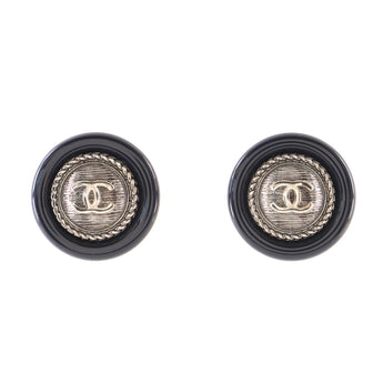 Chanel CC Button Stud Earrings Resin and Metal