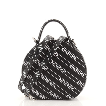 Balenciaga Logo Vanity Round Bag Printed Leather XS