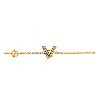 Louis Vuitton Essential V Bracelet Crystal Embellished Metal Gold
