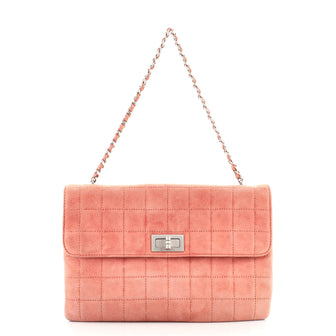 Chanel Chocolate Bar Mademoiselle Lock Chain Bag Quilted Suede Small