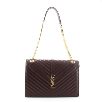 Saint Laurent Classic Monogram Envelope Satchel Matelasse Chevron Leather Large