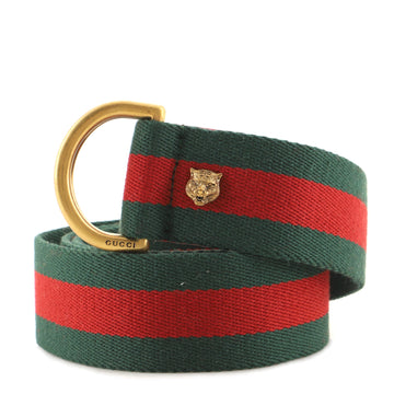 Gucci Feline Head Web Belt Canvas Wide