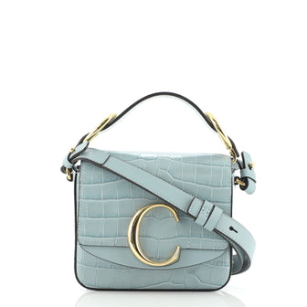 Chloe C Flap Bag Crocodile Embossed Leather Mini