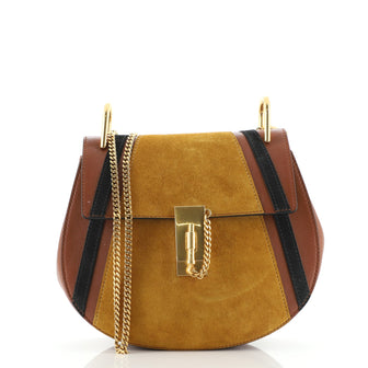 Chloe Drew Patchwork Crossbody Bag Leather and Suede Small