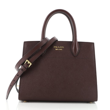 Prada Bibliotheque Tote Saffiano with City Calf Small