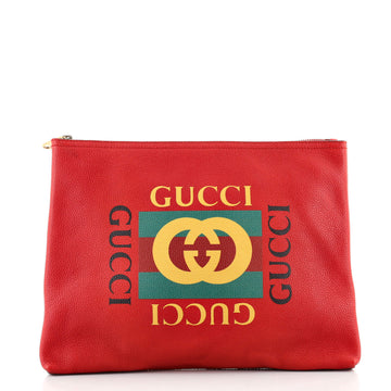 Gucci Logo Portfolio Pouch Printed Leather Large