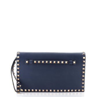 Valentino Rockstud Flap Clutch Leather Small