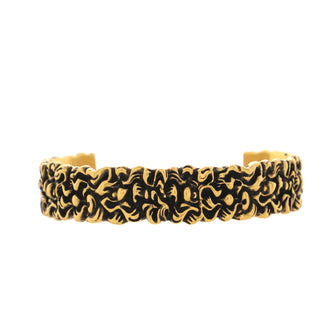 Gucci Lion Mane Cuff Bracelet Engraved Metal Medium
