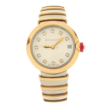 Bvlgari LVCEA Automatic Watch Stainless Steel and Rose Gold with Diamond Markers and Mother of Pearl 33