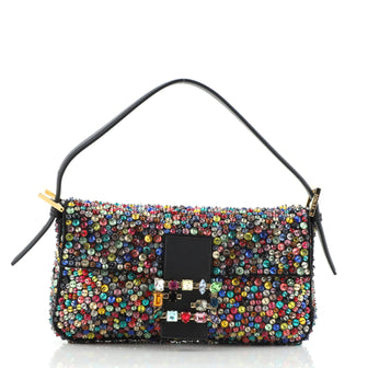 Fendi Baguette Bag Bead and Crystal Embellished Satin