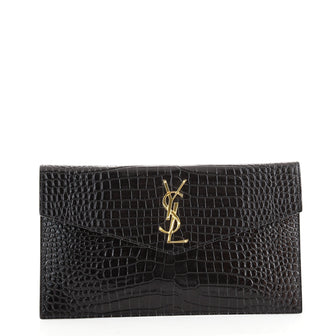 Saint Laurent Uptown Pouch Crocodile Embossed Leather