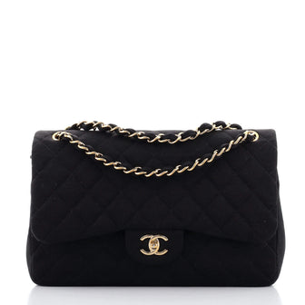 Chanel Classic Double Flap Bag Quilted Jersey Jumbo