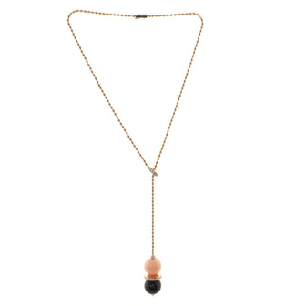 Cartier Evasions Joaillieres Lariat Necklace 18K Rose Gold with Pink Opal, Onyx and Diamonds