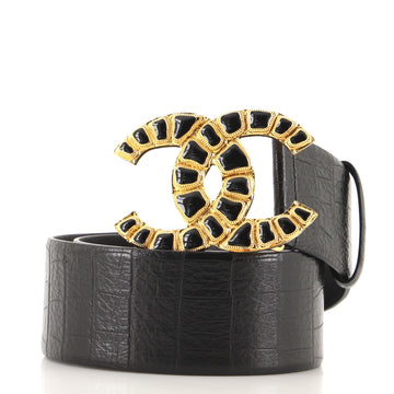 Chanel Along the Nile CC Belt Crocodile Embossed Leather Wide