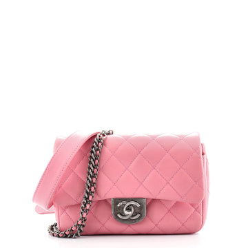 Chanel Double Carry Chain Waist Bag Quilted Goatskin Small