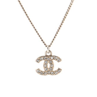 Chanel CC Pendant Necklace Crystal Embellished Metal