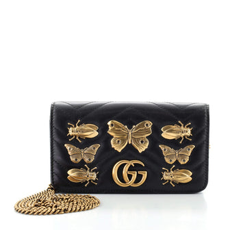 Gucci GG Marmont Chain Flap Bag Embellished Matelasse Leather Mini