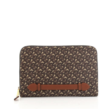Burberry Handle Flat Pouch Monogram E-Canvas