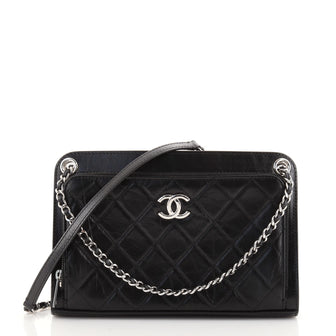 Chanel Front Pocket Crossbody Bag Quilted Aged Calfskin Small