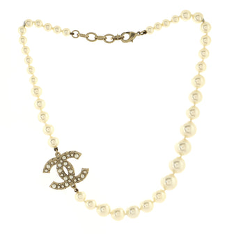 Chanel CC 100th Anniversary Short Necklace Metal with Faux Pearls and Crystals