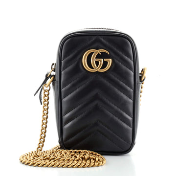 Gucci GG Marmont Vertical Phone Crossbody Bag Matelasse Leather Mini