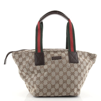 Gucci Web Zip Tote GG Canvas Small
