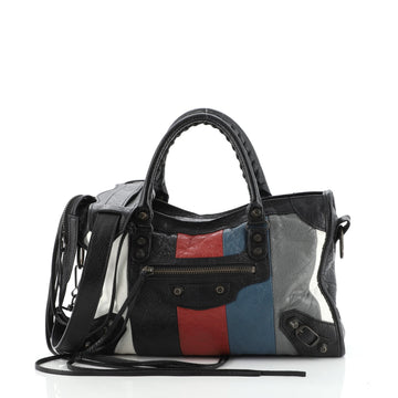 Balenciaga City Classic Studs Bag Striped Leather Small