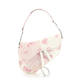 Christian Dior Vintage Saddle Bag Printed Canvas Medium
