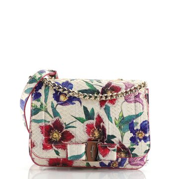 Salvatore Ferragamo Vara Bow Crossbody Bag Printed Python Small