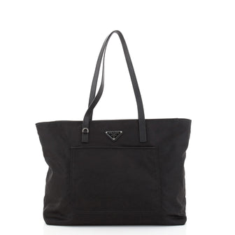 Prada Front Pocket Zip Tote Tessuto with Leather Medium