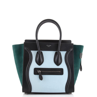 Celine Tricolor Luggage Bag Pony Hair and Leather Micro