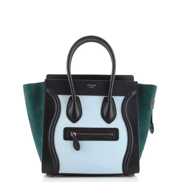 Celine Tricolor Luggage Bag Pony Hair and Leather Micro