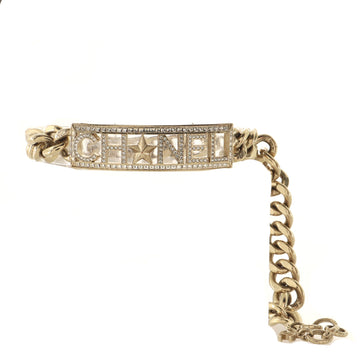 Chanel Logo Chain Bracelet Metal with Crystals