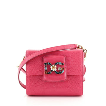 Dolce & Gabbana Millennials Shoulder Bag Embellished Lizard Embossed Leather Mini