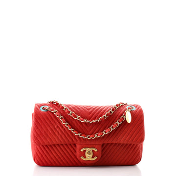 Chanel Medallion Charm Flap Bag Chevron Wrinkled Lambskin Medium