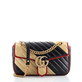 Gucci GG Marmont Flap Bag Diagonal Quilted Leather Small